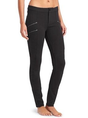 Athleta Ponte Moto Pant Black Women’s Size 6 Zip Pockets Skinny Leg